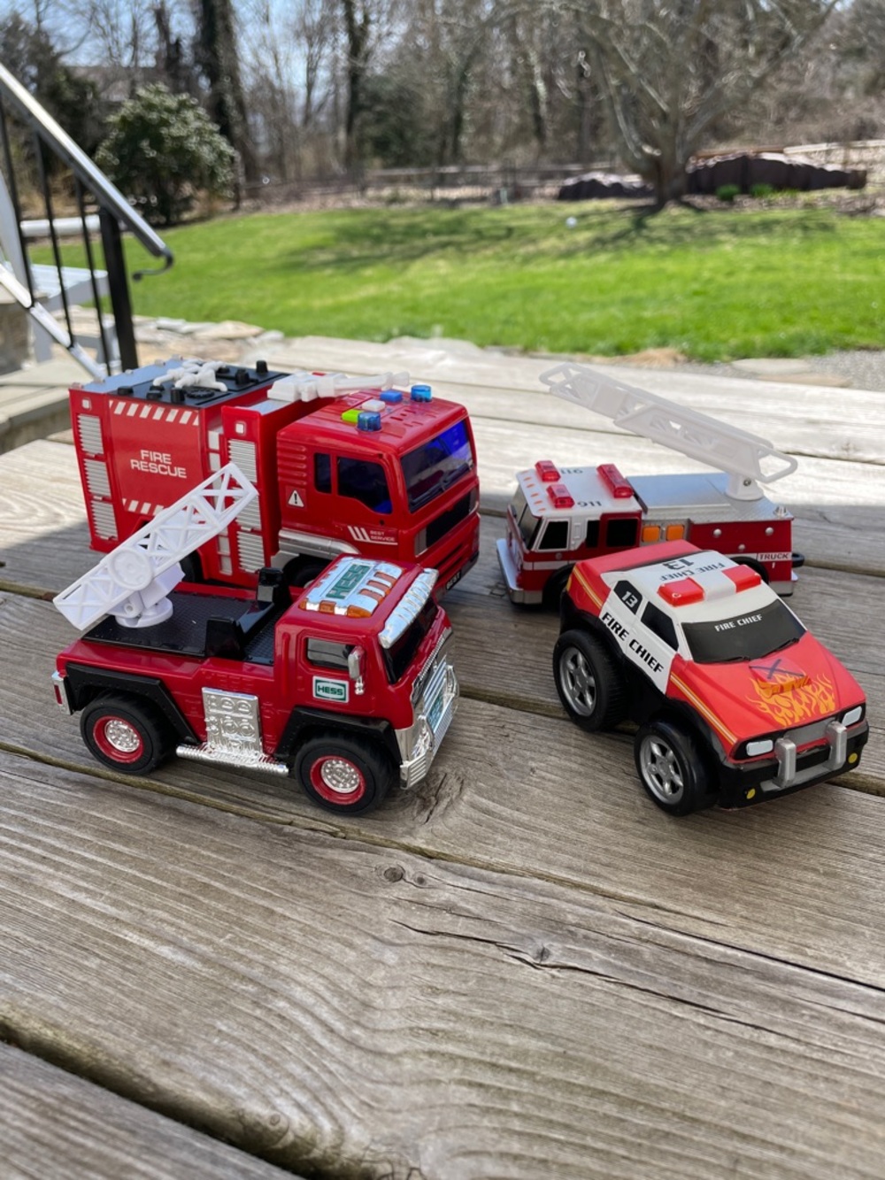 Red Fire Rescue Toy Truck Set - Kids Toys set of 4
